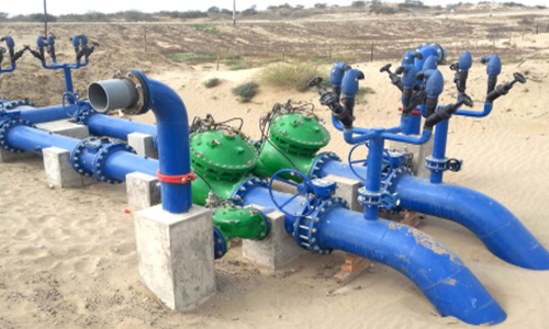 Dual pressure reducing stations for control and monitoring of irrigation system